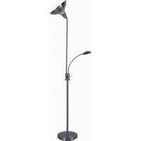 Torchiere Floor Lamp w LED Reading Light, Adjustable Arm, Satin Nickel - BM349757