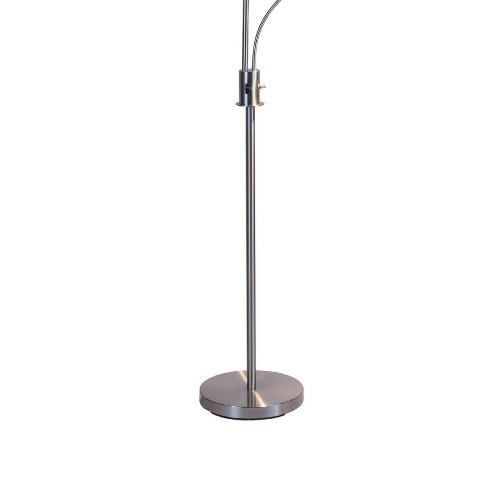 Torchiere Floor Lamp w LED Reading Light, Adjustable Arm, Satin Nickel - BM349757