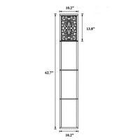 Corner Floor Lamp, 3 Shelves, Floral Carved White Fabric Shade, Brown Wood - BM349759
