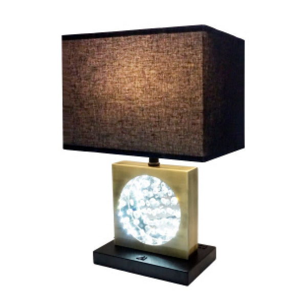 Table Lamp with Night Light, USB, Gold n Black Base with Crystal Accent - BM349760