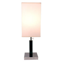 Table Lamp, White Fabric Shade, Square Brown Body, Chrome Metal Base - BM349761