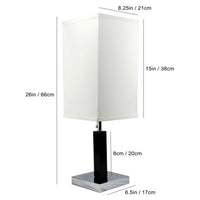 Table Lamp, White Fabric Shade, Square Brown Body, Chrome Metal Base - BM349761