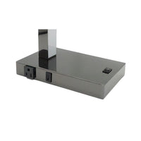 L Shaped LED Desk Lamp, USB and Power Outlet, Rocker Switch, Chrome Metal - BM349762