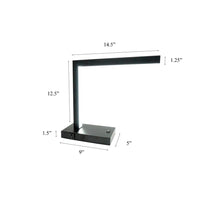 L Shaped LED Desk Lamp, USB and Power Outlet, Rocker Switch, Chrome Metal - BM349762