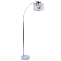 Arch Floor Lamp, Lattice Crystal Shade, Chrome Metal, Round Marble Base - BM349763