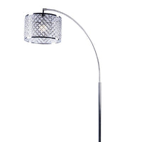 Arch Floor Lamp, Lattice Crystal Shade, Chrome Metal, Round Marble Base - BM349763