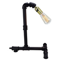 Desk Lamp, Industrial Pipe Style w Steampunk Design, Matte Black Metal - BM349764