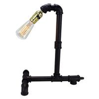 Desk Lamp, Industrial Pipe Style w Steampunk Design, Matte Black Metal - BM349764