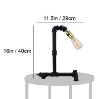 Desk Lamp, Industrial Pipe Style w Steampunk Design, Matte Black Metal - BM349764