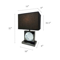 Accent Table Lamp, Square Crystal LED Panel, 22 Inch Black Pewter - BM349765
