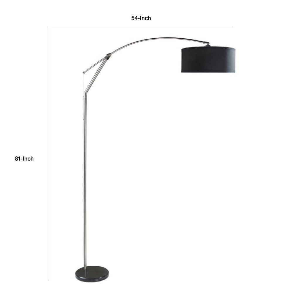 Arch Floor Lamp, Adjustable Arm and Black Genuine Marble Base, 81 Inch - BM349766