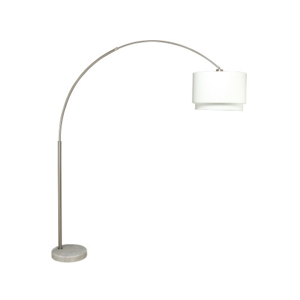 Modern Floor Lamp with Dual White Shade, Round Marble Base, 81 Inch - BM349767