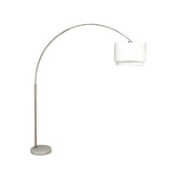 Modern Floor Lamp with Dual White Shade, Round Marble Base, 81 Inch - BM349767