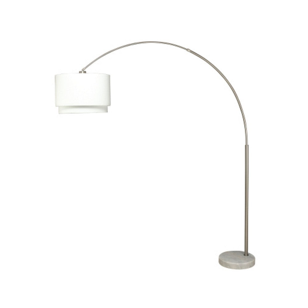 Modern Floor Lamp with Dual White Shade, Round Marble Base, 81 Inch - BM349767
