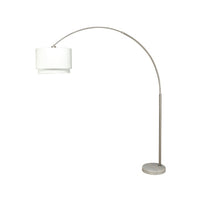 Modern Floor Lamp with Dual White Shade, Round Marble Base, 81 Inch - BM349767