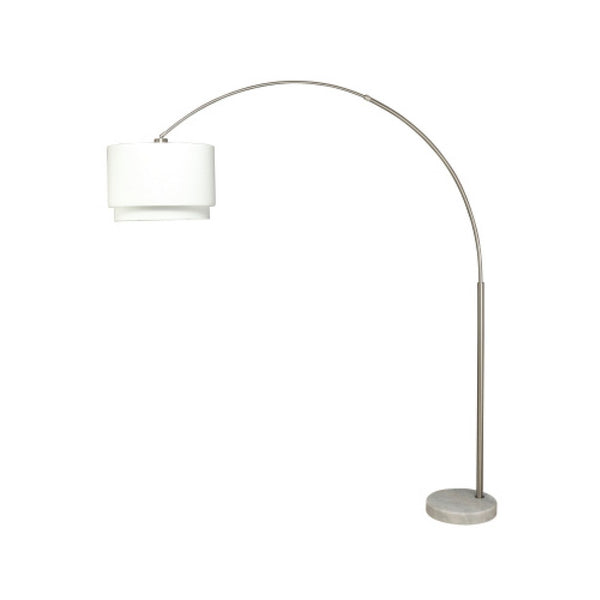 Modern Floor Lamp with Dual White Shade, Round Marble Base, 81 Inch - BM349767