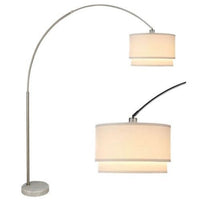 Modern Floor Lamp with Dual White Shade, Round Marble Base, 81 Inch - BM349767