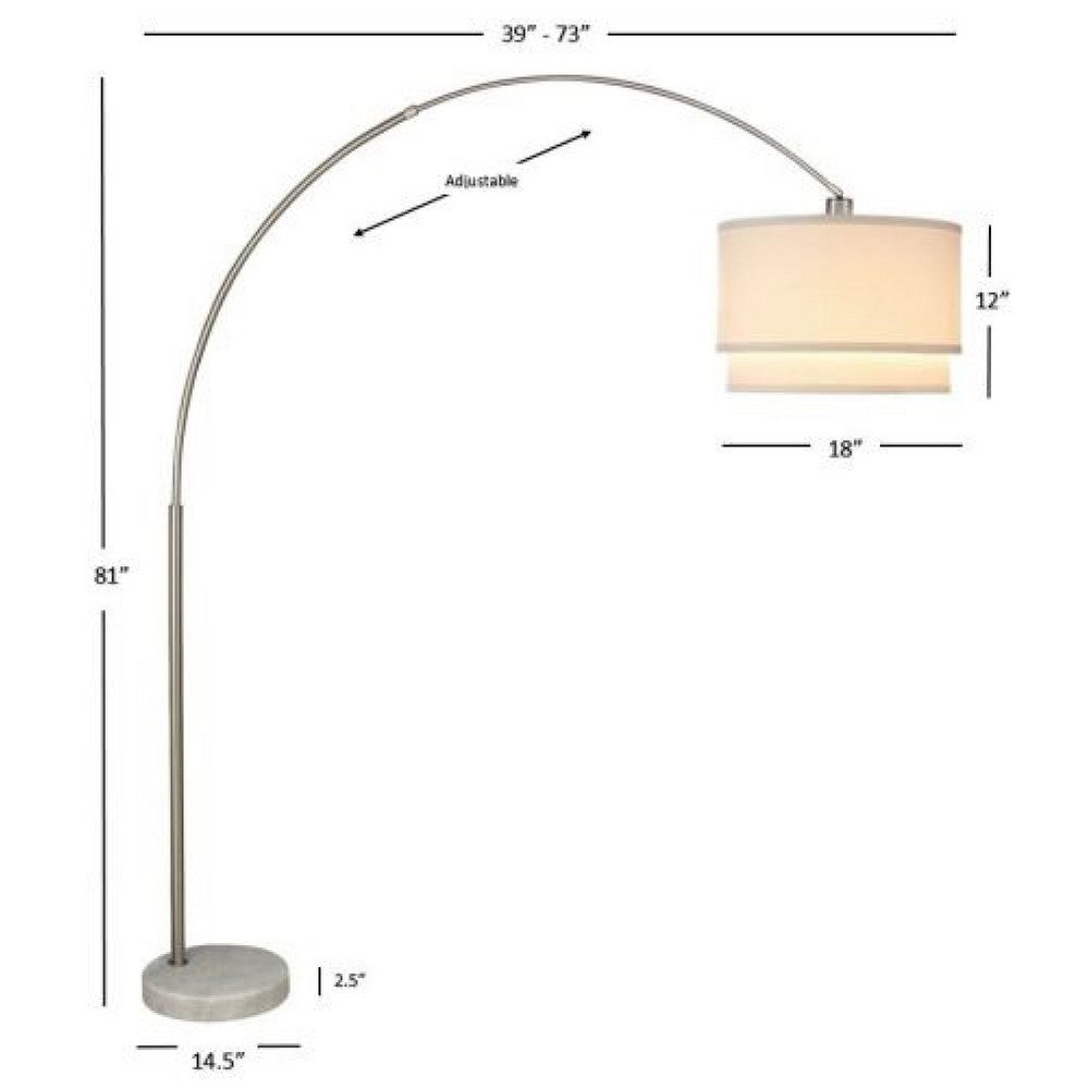 Modern Floor Lamp with Dual White Shade, Round Marble Base, 81 Inch - BM349767