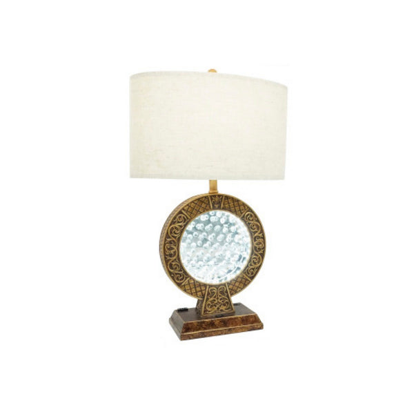 Table Lamp, Floating Crystal Core, White Shade, 28 Inch Antique Brown - BM349769