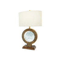 Table Lamp, Floating Crystal Core, White Shade, 28 Inch Antique Brown - BM349769