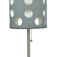 Table Lamp, Gray and White Dual Fabric Shade, Retro Cut Out Rings, 30 Inch - BM349770