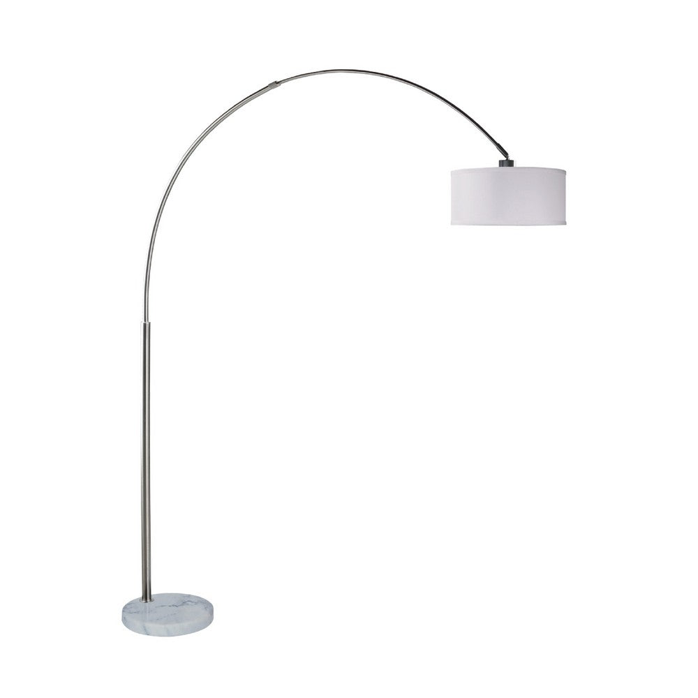 Arch Floor Lamp with Adjustable Arm, White Shade, Marble Base, 81 Inch - BM349771