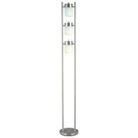 Floor Lamp with 3 Frosted White Shades, 65 Inch Chrome Dual Pole Body - BM349772