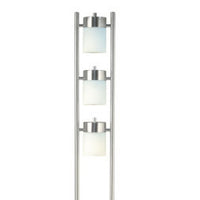 Floor Lamp with 3 Frosted White Shades, 65 Inch Chrome Dual Pole Body - BM349772