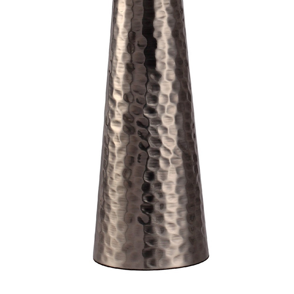 Accent Table Lamp, White Shade, Brushed Nickel Hammered Base, 26 Inch - BM349773