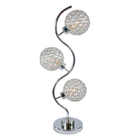Crystal Globe Table Lamp with Triple Light, Chrome Finish, 32 Inch - BM349775