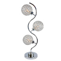 Crystal Globe Table Lamp with Triple Light, Chrome Finish, 32 Inch - BM349775