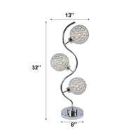 Crystal Globe Table Lamp with Triple Light, Chrome Finish, 32 Inch - BM349775
