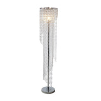 Classic Floor Lamp, Cascading Crystal Design, 61 Inch Chrome Metal - BM349776