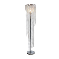 Classic Floor Lamp, Cascading Crystal Design, 61 Inch Chrome Metal - BM349776