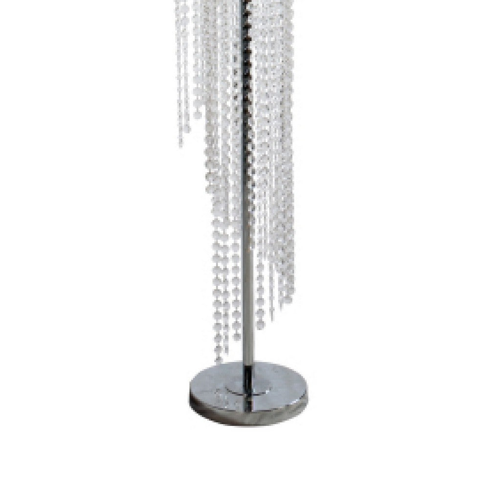 Classic Floor Lamp, Cascading Crystal Design, 61 Inch Chrome Metal - BM349776