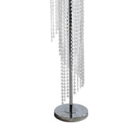 Classic Floor Lamp, Cascading Crystal Design, 61 Inch Chrome Metal - BM349776
