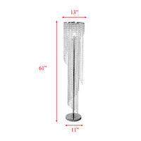Classic Floor Lamp, Cascading Crystal Design, 61 Inch Chrome Metal - BM349776