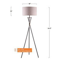 Floor Lamp with Beige Drum Shade, 65 Inch Bronze Metal Tripod Base - BM349777