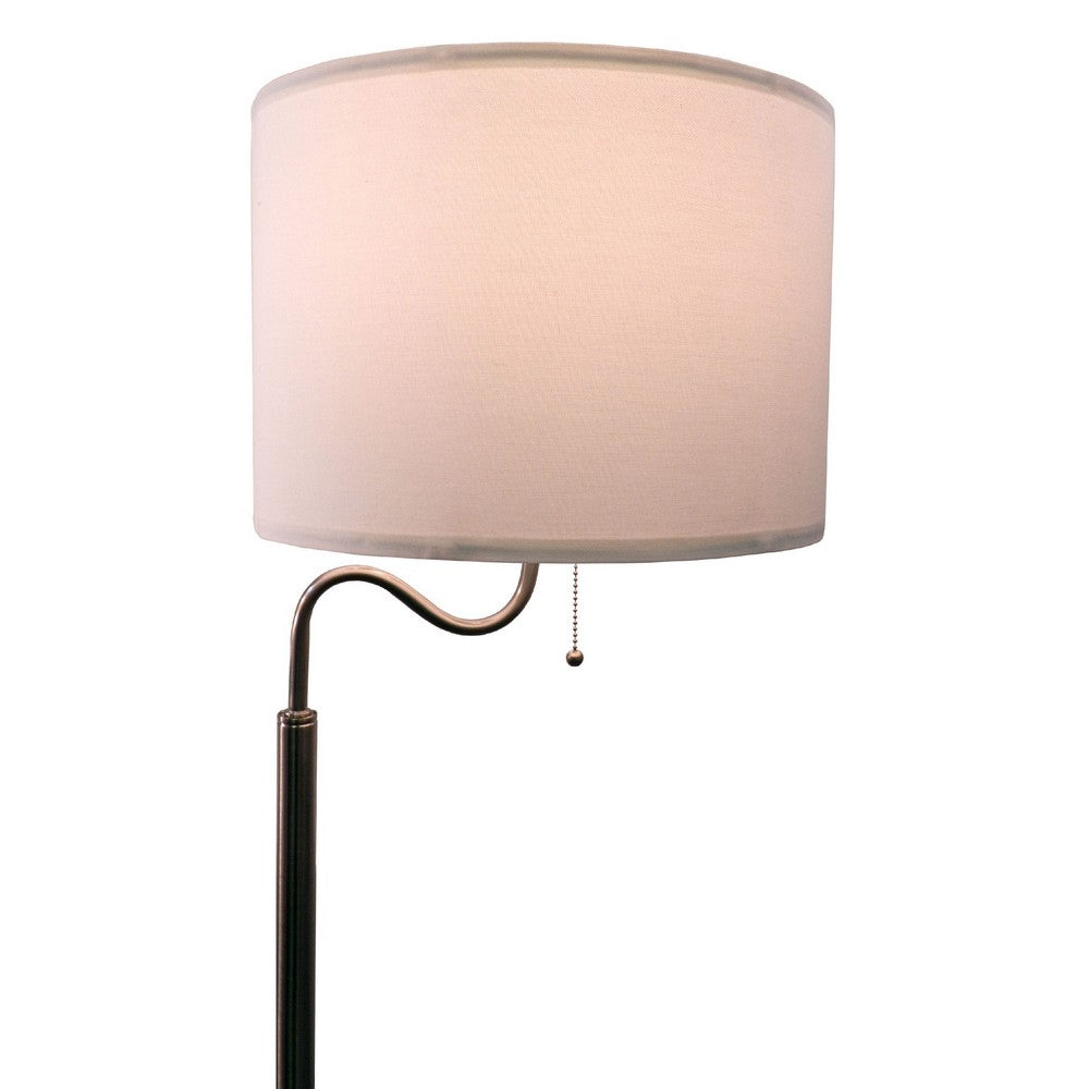 Accent Table Lamp with Shelves and USB Ports, 58 Inch, White Drum Shade - BM349779