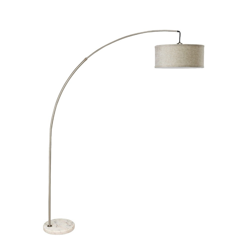 Accent Arch Floor Lamp, 78 Inch, Hanging White Drum Shade, Marble Base - BM349781