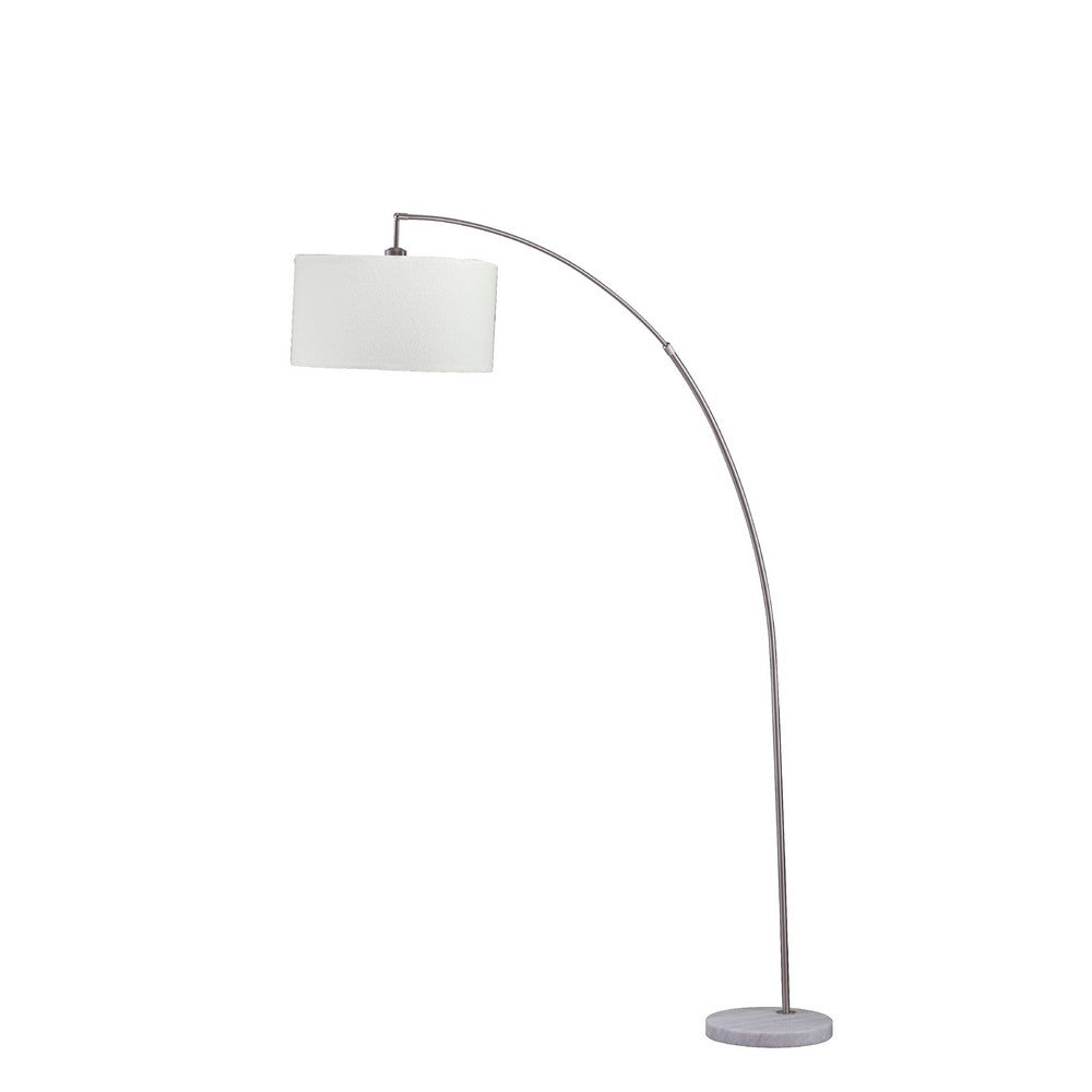 Accent Arch Floor Lamp, 78 Inch, Hanging White Drum Shade, Marble Base - BM349781