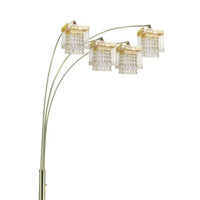84 Inch Accent Arch Floor Lamp, Hanging 4 Square Crystal Shades, Gold - BM349782