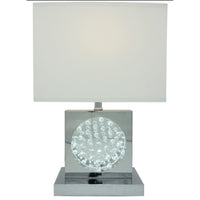 Accent Table Lamp, 22 Inch, Chrome Square Crystal Center with Night Light - BM349783