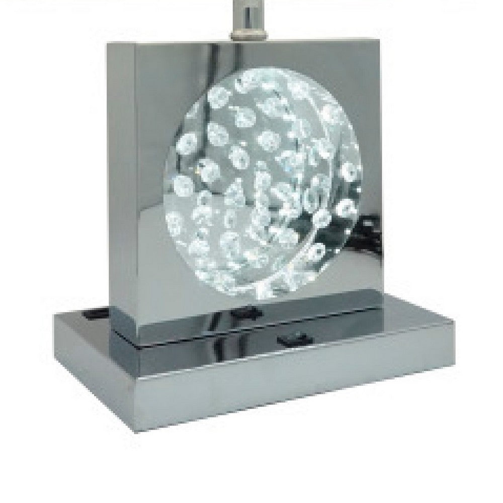 Accent Table Lamp, 22 Inch, Chrome Square Crystal Center with Night Light - BM349783