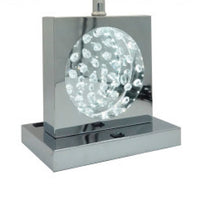 Accent Table Lamp, 22 Inch, Chrome Square Crystal Center with Night Light - BM349783