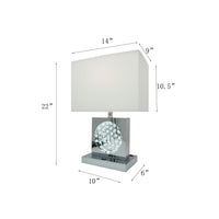 Accent Table Lamp, 22 Inch, Chrome Square Crystal Center with Night Light - BM349783