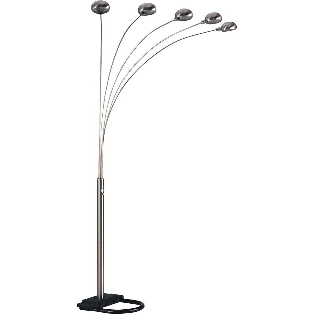 Keny Floor Lamp, 84 Inch, Adjustable 5 Head Caps, Brushed Nickel Finish - BM349784