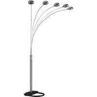 Keny Floor Lamp, 84 Inch, Adjustable 5 Head Caps, Brushed Nickel Finish - BM349784
