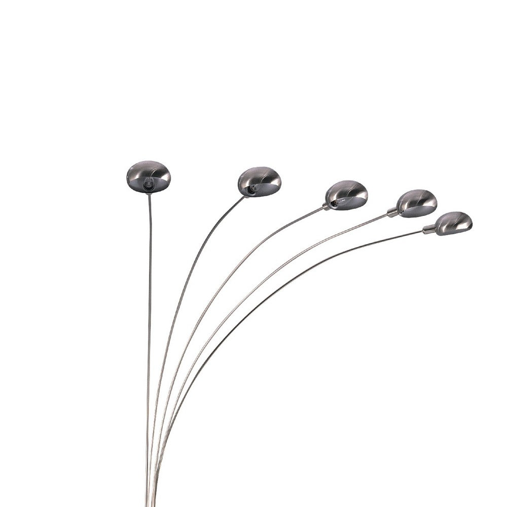 Keny Floor Lamp, 84 Inch, Adjustable 5 Head Caps, Brushed Nickel Finish - BM349784