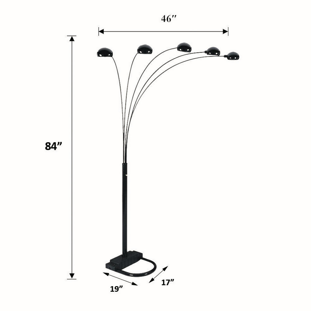 Keny Floor Lamp, 84 Inch, Adjustable 5 Head Caps, Brushed Nickel Finish - BM349784